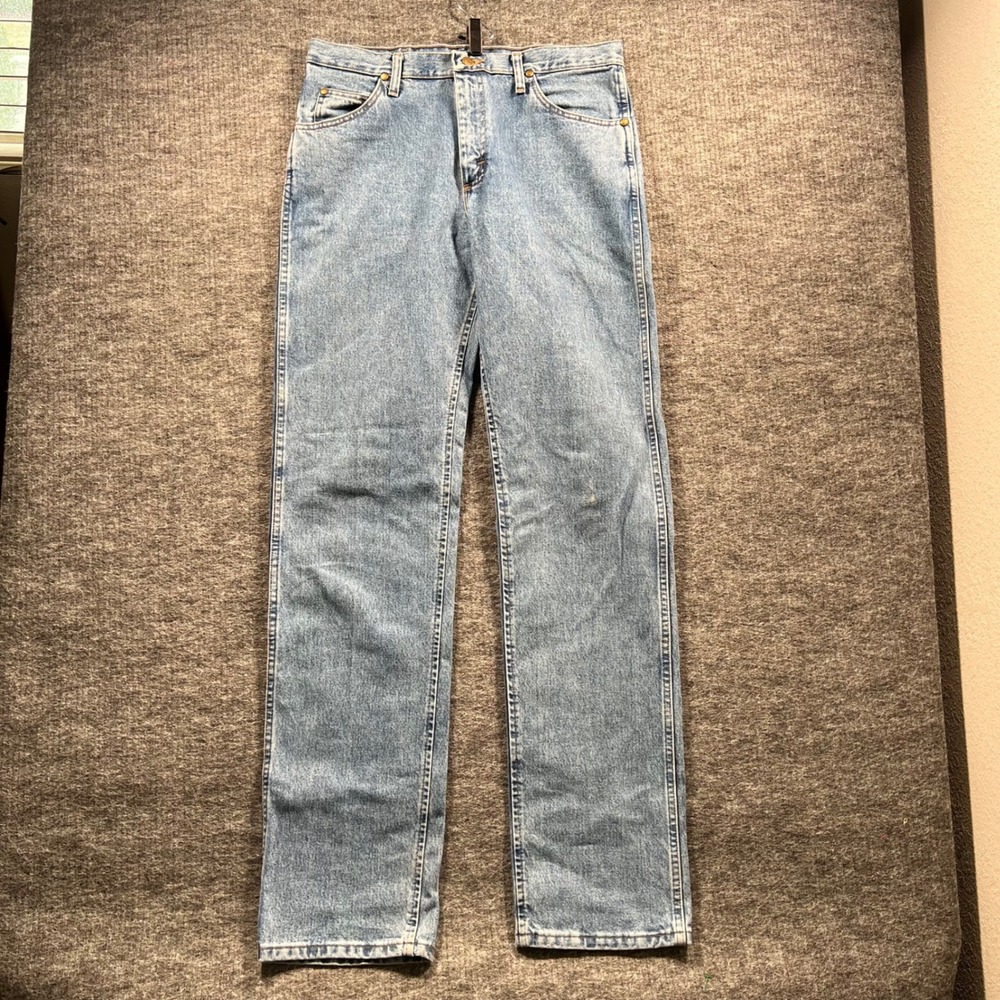 Wrangler 47MWZ Premium Performance Cowboy Cut Regular Fit Jeans 36x34 Light Wash